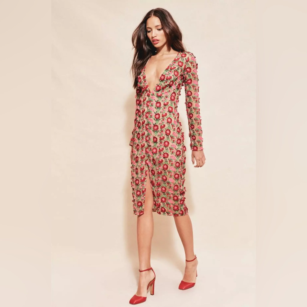 For Love And Lemons Amelia Rosebud Midi Dress